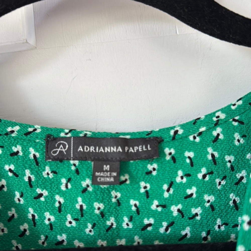 Adrianna Papell Emerald Flutter Sleeve Blouse with Subtle Print - Picture 2 of 7
